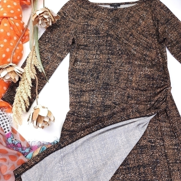 TALBOTS Petites Brown Partial Wrap Dress Sz P 0-2 - Picture 5 of 11